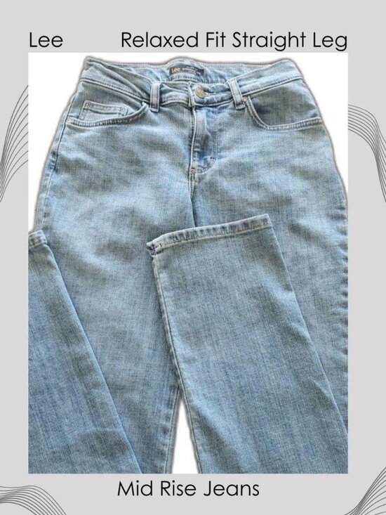 Lee Denim - Lee Relaxed Fit Straight Leg Jeans Mid Rise Blue Denim Women Size 2 Long
